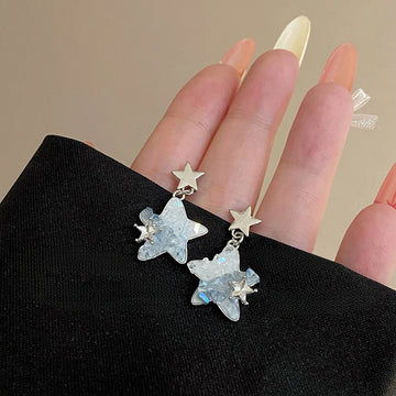DAIIIBABYYY  -  Y2K Shiny Zirconia Star Tassel Women's Earrings Korean Fashion Elegant Pentagram Stud Earrings Sweet Girls Jewellery Gifts